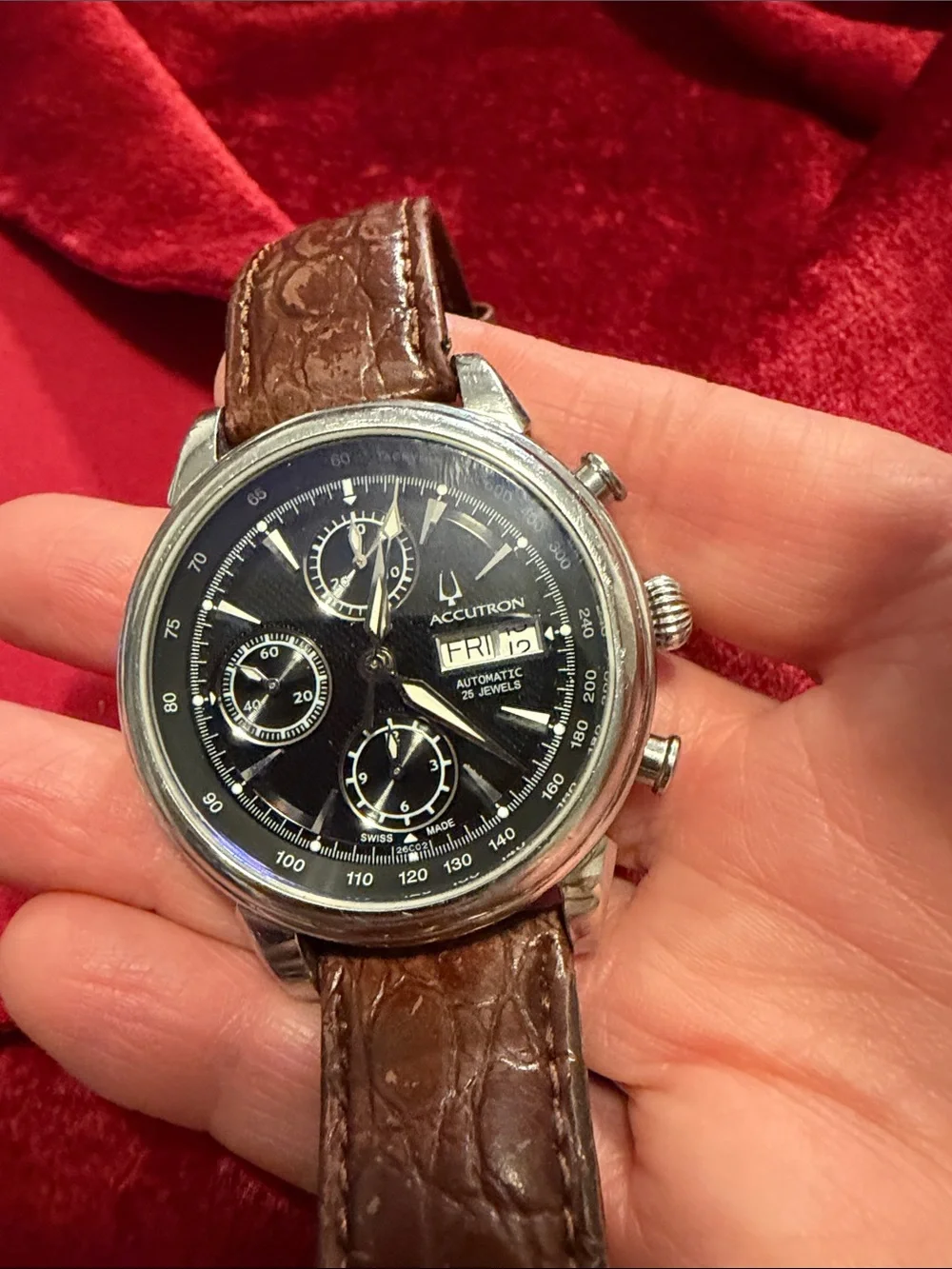 Bulova Accutron Ecodrive Gemini Swiss 25 jewels Chronograph watch Running as is